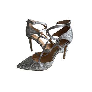 BADGLEY MISCHKA Jewel Silver Heels Size 7.5 NEW without box